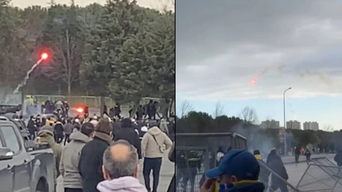 Galatasaray - Fenerbahçe maçı öncesi taraftar kavgası