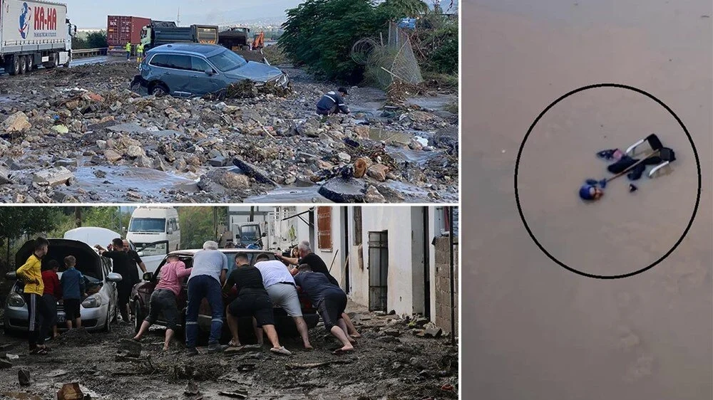 Hatay'da sel felaketi: Engelli kadın tekerlekli sandalyeyle sürüklendi