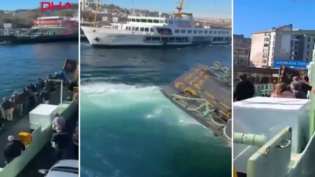 Sirkeci'de feribot paniği: Vapura ve iskeleye çarpma anı kamerada!