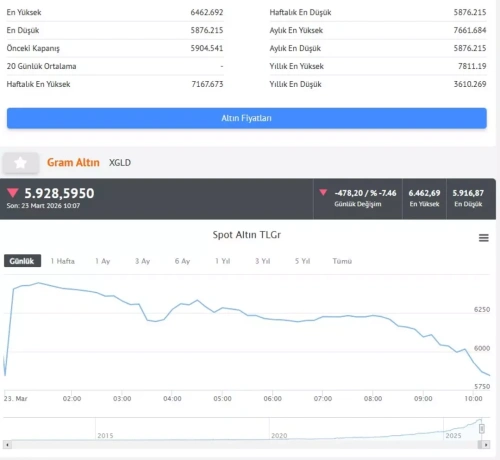 Altın 43 yılın en sert düşüşünü yaşadı: Gram altın 5 bin 928 TL'ye geriledi