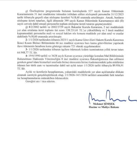 Bakan Şimşek genelgeyi imzaladı: Memur zammı belli oldu