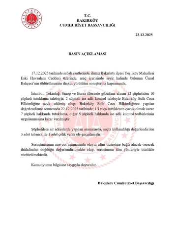 Bakırköy'deki silahlı saldırıda yeni gelişme: 7 tutuklama