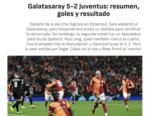 Galatasaray Juventus'u 5-2 ezdi: Avrupa basını şoka girdi