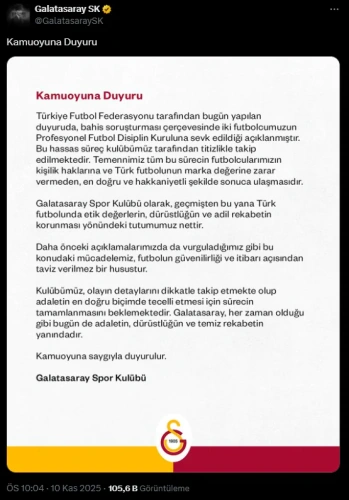 Galatasaray'dan Elmalı ve Baltacı açıklaması: Süreci takip ediyoruz