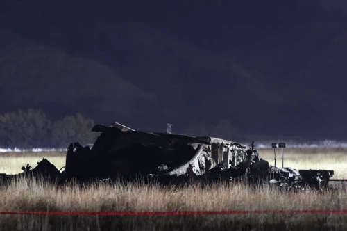 Gürcistan'da düşen uçaktan ilk görüntüler: Enkaz geniş alana yayıldı