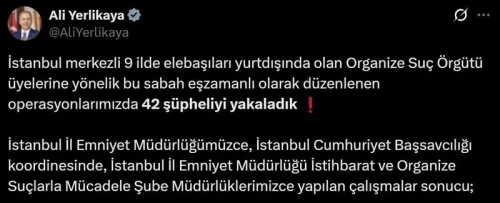 İstanbul merkezli 9 ilde organize suç örgütü operasyonu: 42 gözaltı