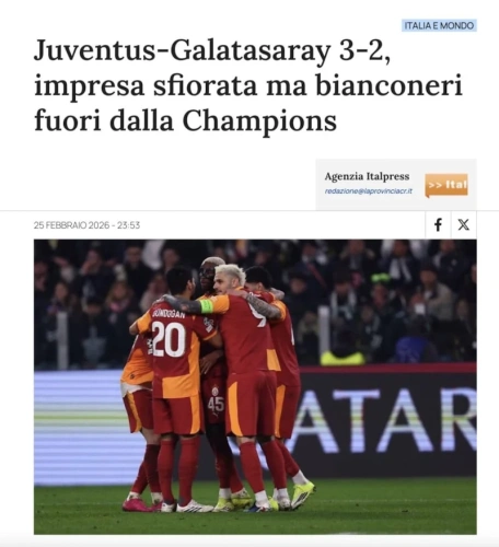 İtalyan basını hayrete düştü: Galatasaray, Juventus'u Torino'da eleyerek tarihe geçti!