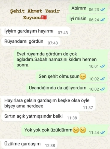 Şehit Kuyucu'nun kız kardeşiyle son mesajlaşması yürek yaktı