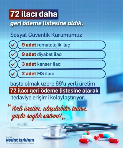 SGK'dan müjde: 72 ilaç geri ödeme kapsamına alındı