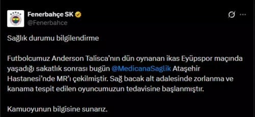 Talisca sakatlandı: Fenerbahçe'den resmi açıklama geldi