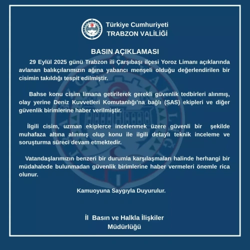Trabzon’da “yabancı menşeli cisim” paniği: İçinde bomba çıktı!