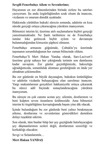 Tutuklu Mert Hakan Yandaş'tan mektup: Dostlarım sessiz kaldı