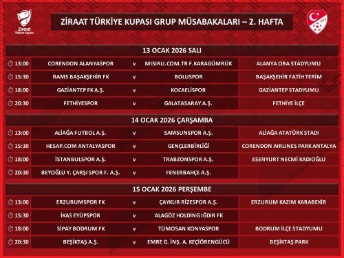 Ziraat Türkiye Kupası ikinci hafta programı açıklandı